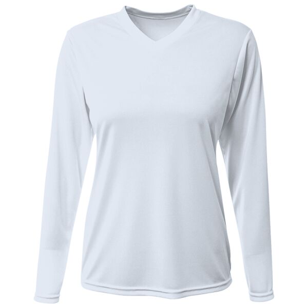 Women's USA-Made Deep V-Neck Long Sleeve T-Shirt Thumbnail